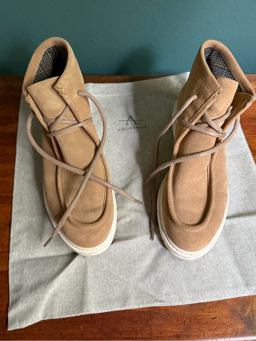 Aquatalia Tan Suede Boots. Size 8.5. Worn once.